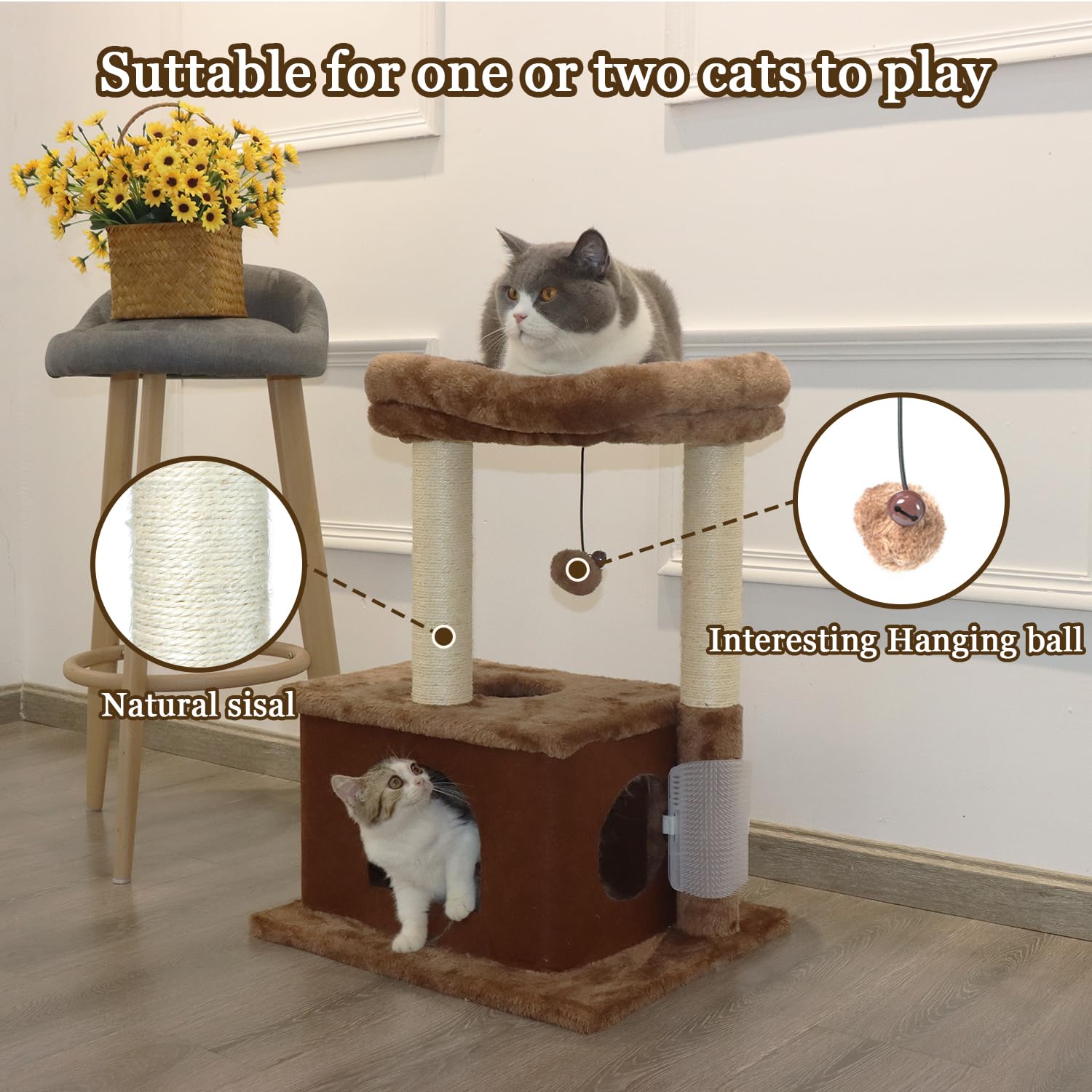 Unique Cat Furniture 5-in-1 Small Cat Tee With Cat House