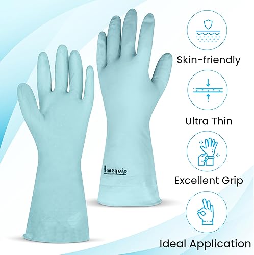 Miniatura 6 de Guantes de goma reutilizables, 3 pares de guantes de limpieza para el hogar, sin látex, para cocina, lavavajillas, lavandería, cocina y baño,