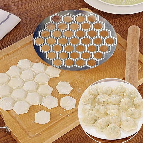 Miniatura 4 de ETSAMOR Pelmeni - Juego de moldes para hacer bolas de masa hervida para ravioles de acero inoxidable, juego de moldes de metal para empanada, prensa