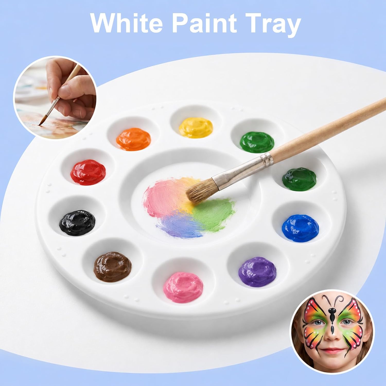 80Pcs Paint Tray Palette, 6.5 Inch Round Plastic Paint Palette for Mixing