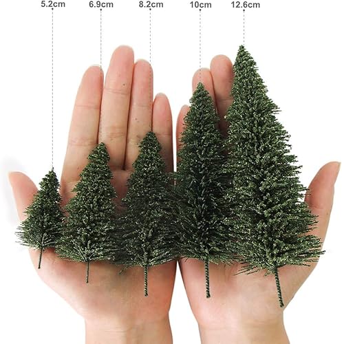 Miniatura 10 de S0810 - 20 árboles de cedro modelo pino verde oscuro, 3.94 pulgadas (3.937 in) para modelo de ferrocarril, paisaje, diseño de paisaje, escala HO OO
