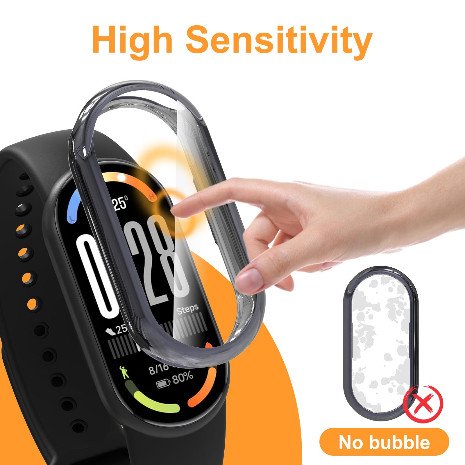 Hianjoo Zestaw 5 okładek ochronnych z folią ochronną ekranu kompatybilnych z Xiaomi Smart Band 10, pełna osłona, silikon, kompatybilny z Xiaomi Smart Band 10