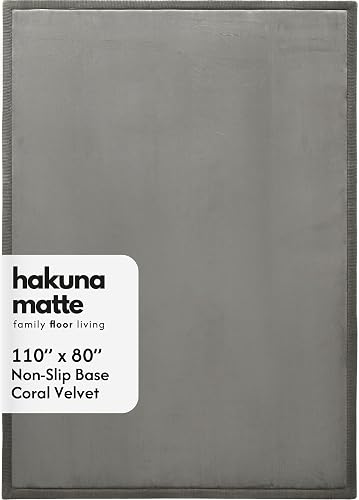 Hakuna Matte CloudSoft Baby Play Mat for Floor 80" x 110" Dark Gray | Coral Velvet high-density foam Rug for Crawling & Cozy Play – Non-Slip, Water-Resistant, Easy-Care Tummy Time Mat