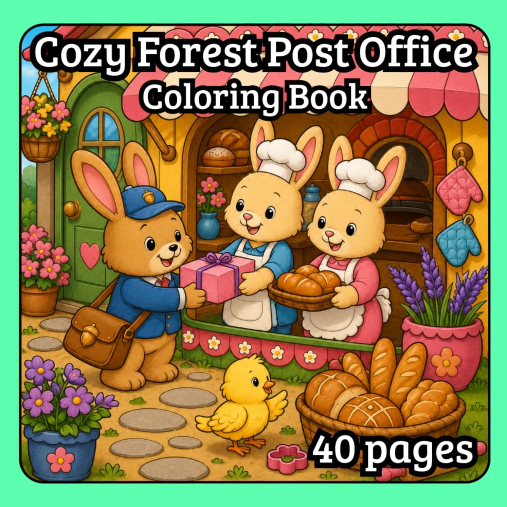 Cozy Forest Post Office: 40 Cozy Woodland Mail Adventures to Color