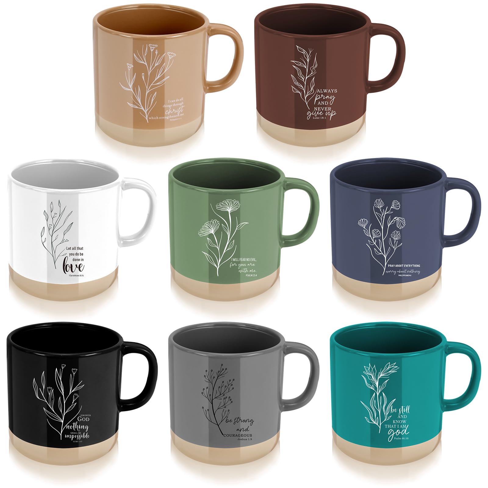 Confezione da 8 tazze cristiane da donna, 380 ml, con versi biblici, tazza da caffè religiosa in ceramica, tazza cristiana, tazza religiosa, regalo per insegnanti, dipendenti, amici
