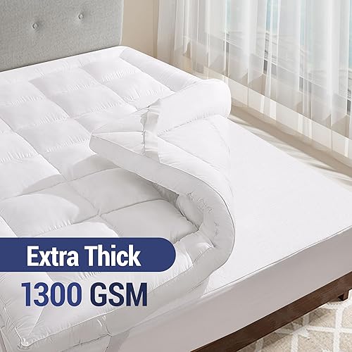 Miniatura 3 de NEXHOME PRO Cubrecolchón tamaño King, extra grueso, refrescante, con bandas elásticas, relleno alternativo de plumón orgánico para aliviar el dolor