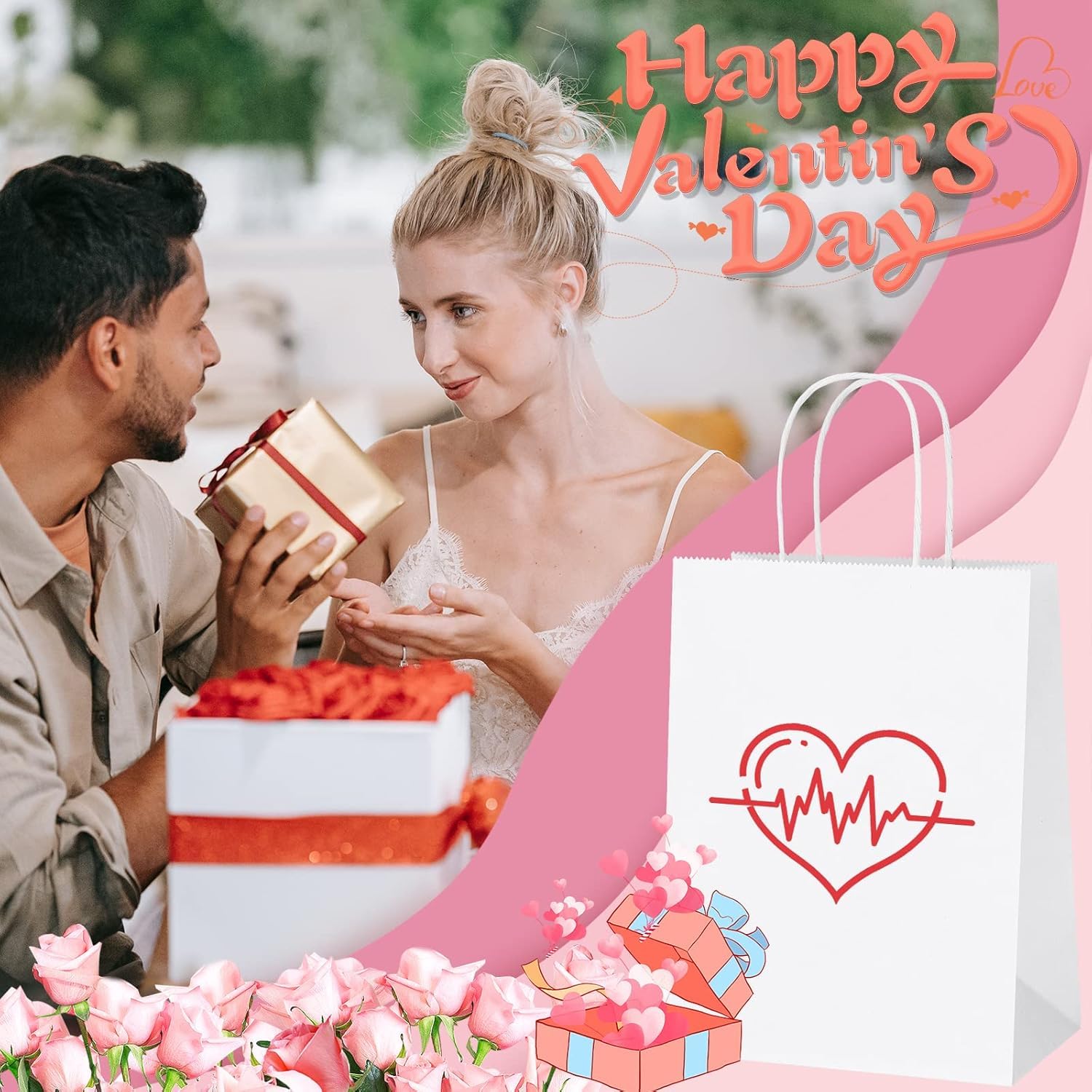FACEBAG Weiße Kraftpapiertüten mit Griffen, verschiedene Größen, Geschenktüten für Gastgeschenke, Einzelhandel, Party, Festival, Hochzeit, Geburtstag, Shopping, Geschäft, Goody Craft Merchandise Take