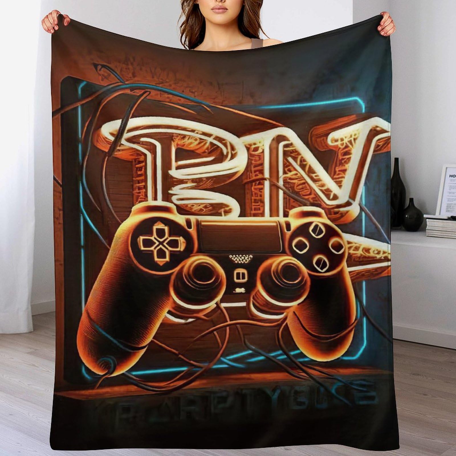 Couverture contrôleurs de jeu 140x180 cm en flannel douce pour canapé et lit d'enfant