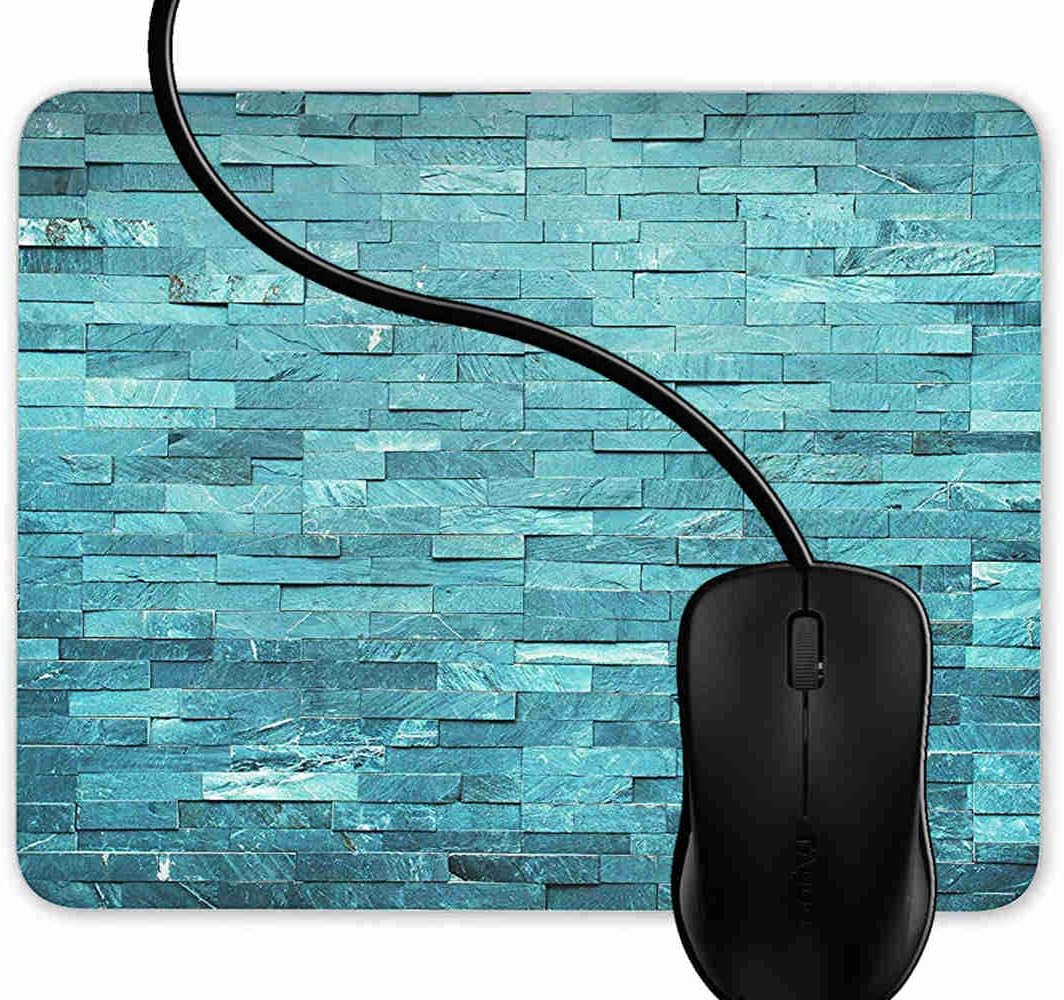 Gaming Mouse Pad Teal Stone Wall Mousepad Non Slip Rubber Mouse Mat