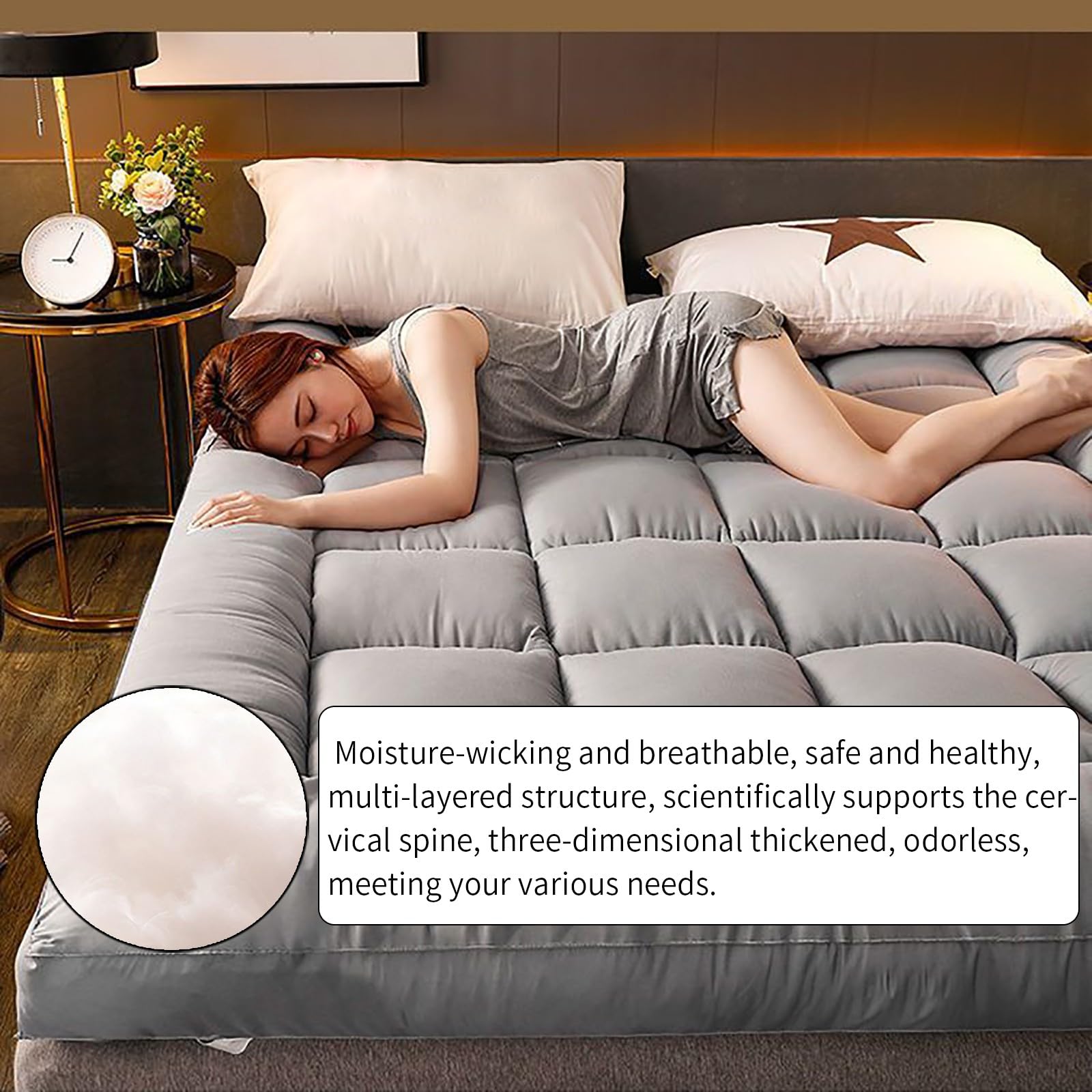 Klappmatratze Futon Matratze Bodenmatratze Gepolsterte Japanische Tatami Gesteppte Bett Dicke Faltmatratze Schlafmatte Rollmatratze Bodenliege Gästematratze Gästebett Klappbar 120x200cm Grau