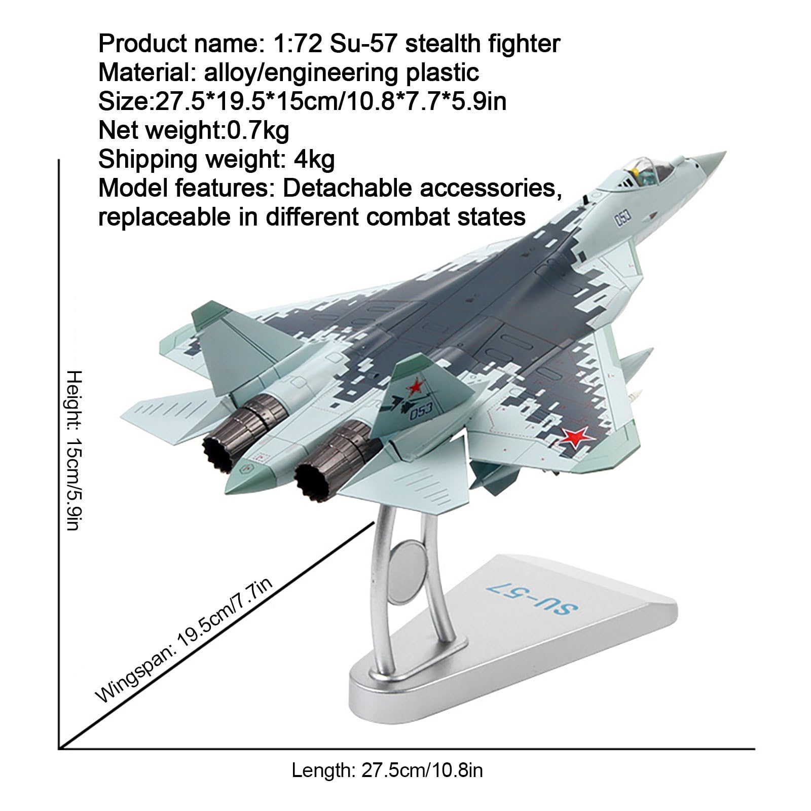 Amazon.co.jp: 1:72 スケール SU-57 ステルス戦闘機合金ジェット飛行機