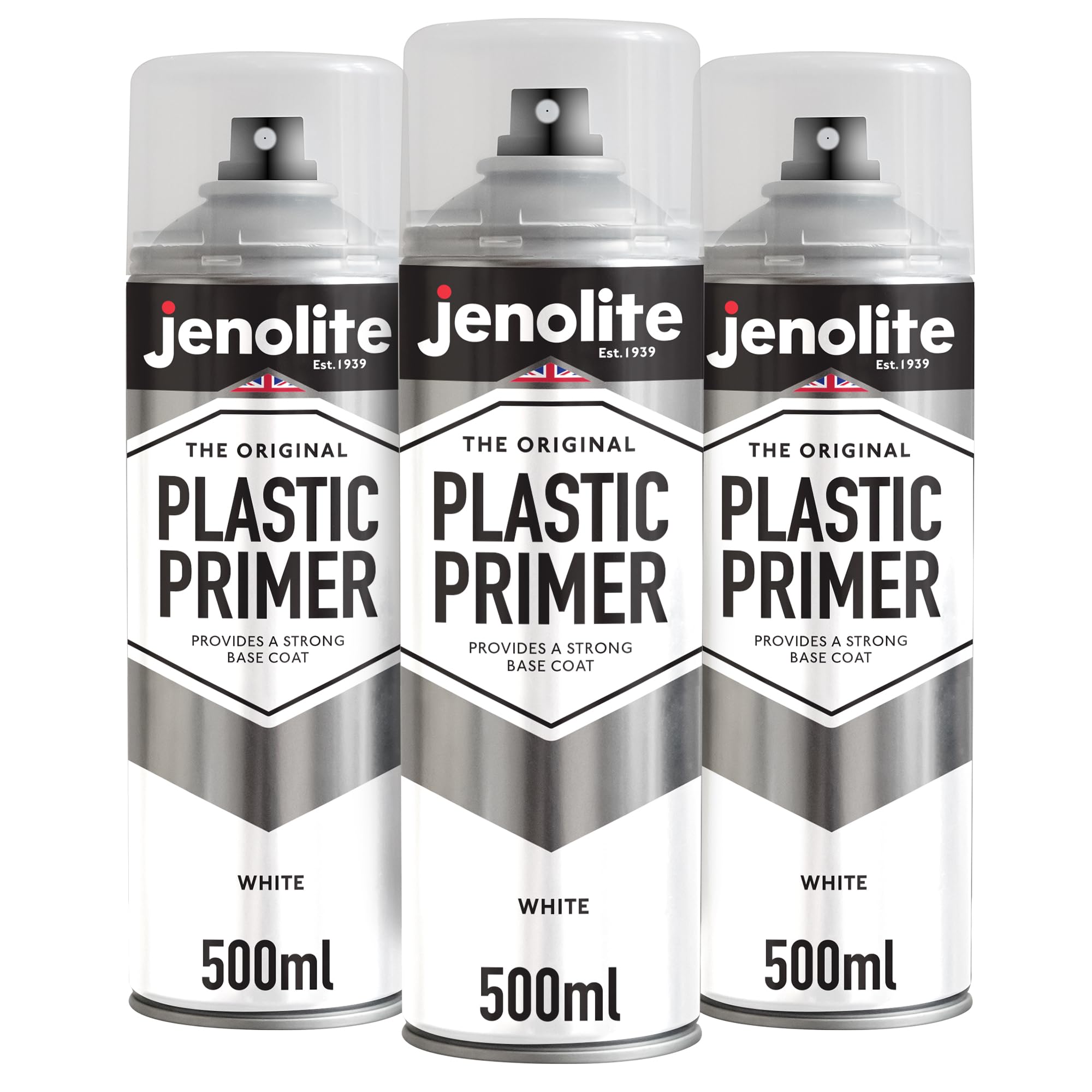 JENOLITE Plastic Primer Spray Paint White 3 x 500ml - Primer for Plastic