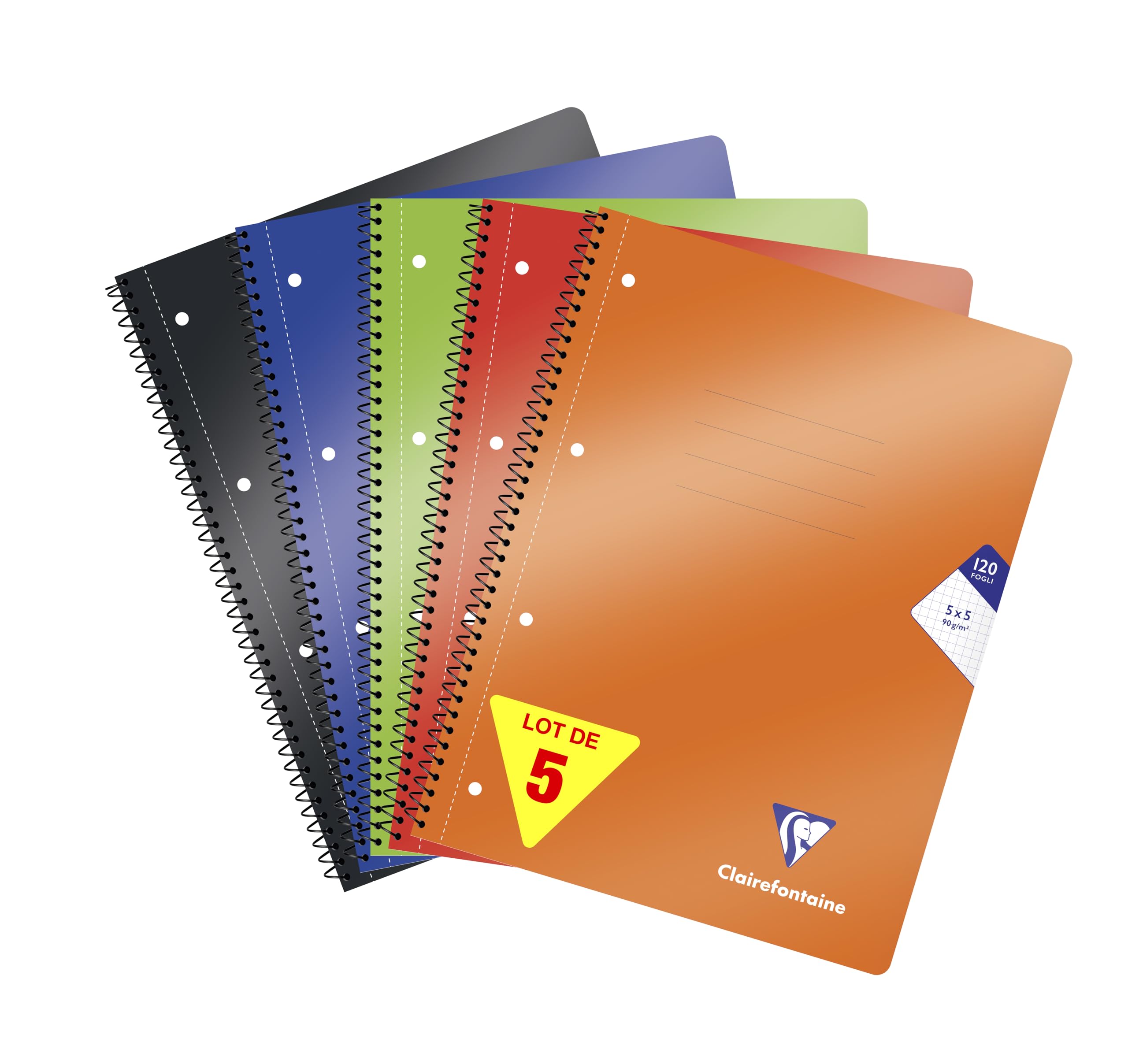 Clairefontaine 304252Cpack Lot 5 Cahiers A4+ 22,5x29,5 240p Petits Carreaux