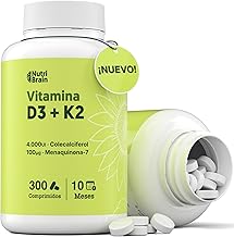 Vitamin D3 and K2 4000IU - 300 Comp - 10 Months | Premium: MK-7 100% All-Trans Maximum Bioavailability | Supports Bones, Immune System and Heart