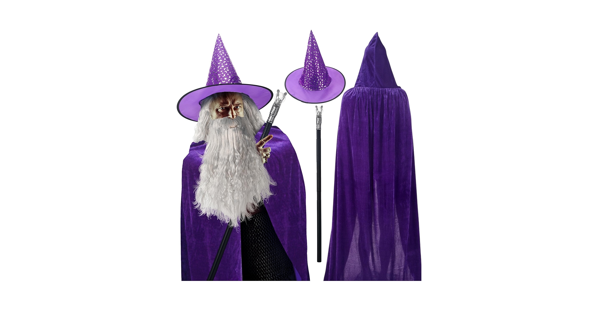 Amazon.com: Hicarer 4 Pcs Halloween Wizard Costume Set