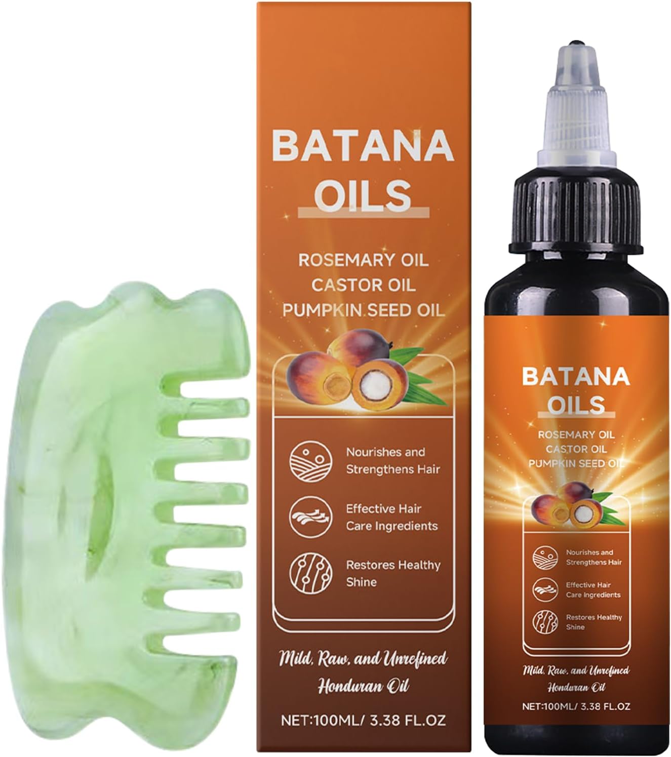 Batana olie voor haar, 100 ml, Batana Oil Growth Batana Oil for Hair Growth Haarolie Growth Biologische Batana-olie Repareert beschadigd haar