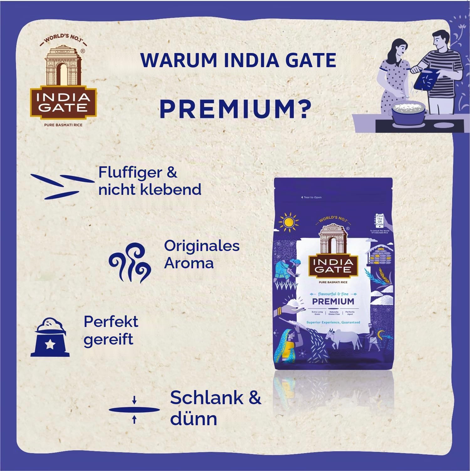 INDIA GATE - Basmati Reis Premium - 4 X 5 KG - Multipack