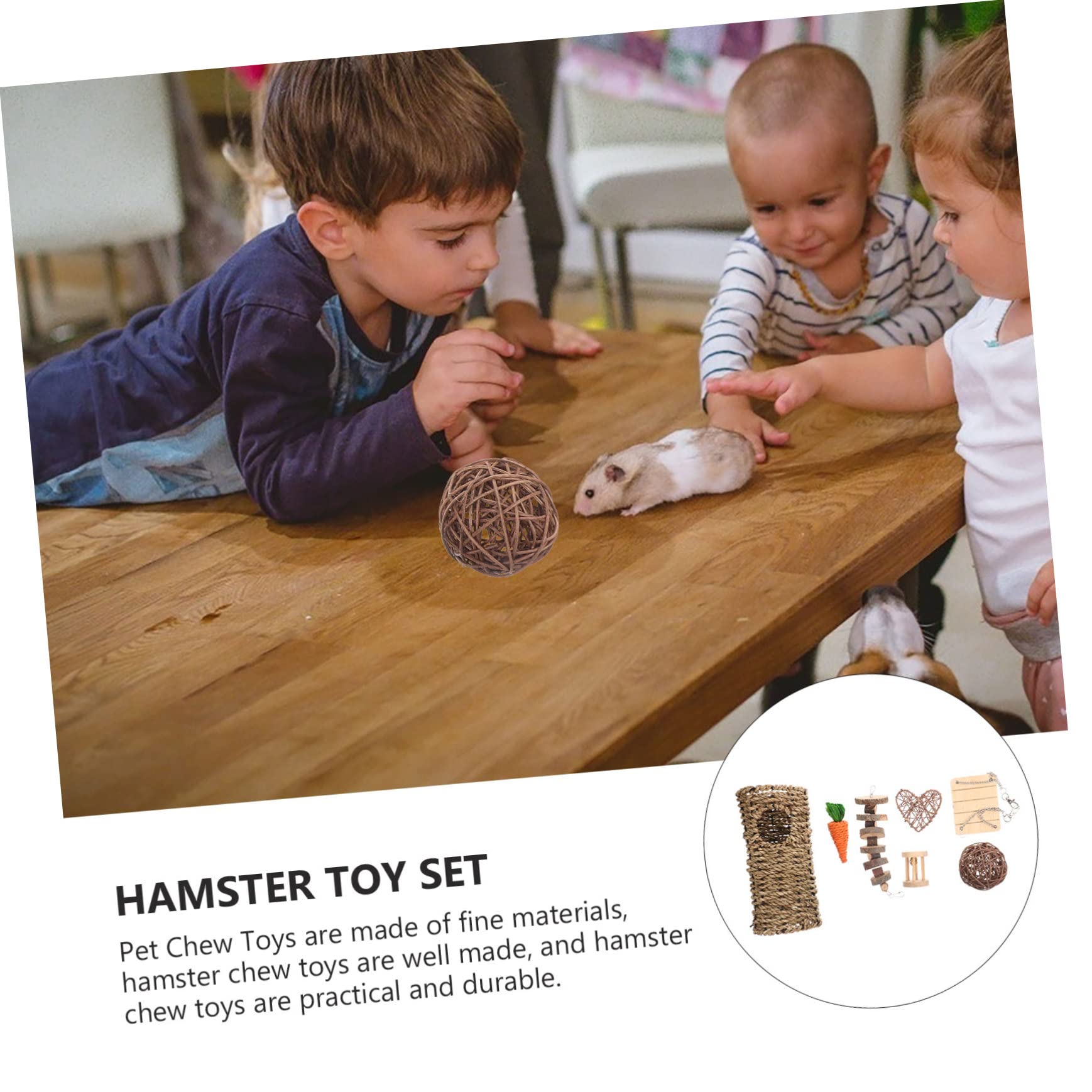 Hamster zum Spielen und Kauen mit Einzigartigen Formen 7 Stück Kauspielzeug für Kleine Haustiere Wie Kaninchen und Meerschweinchen