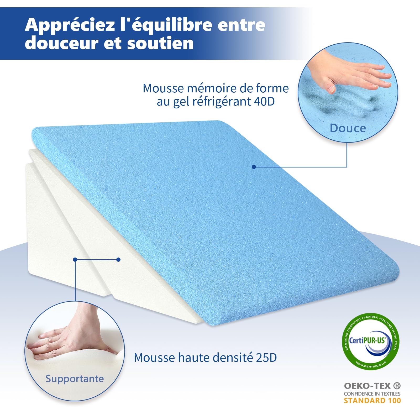 KingPavonini Coussin de Lecture pour lit, 4 Hauteurs réglable, Gris