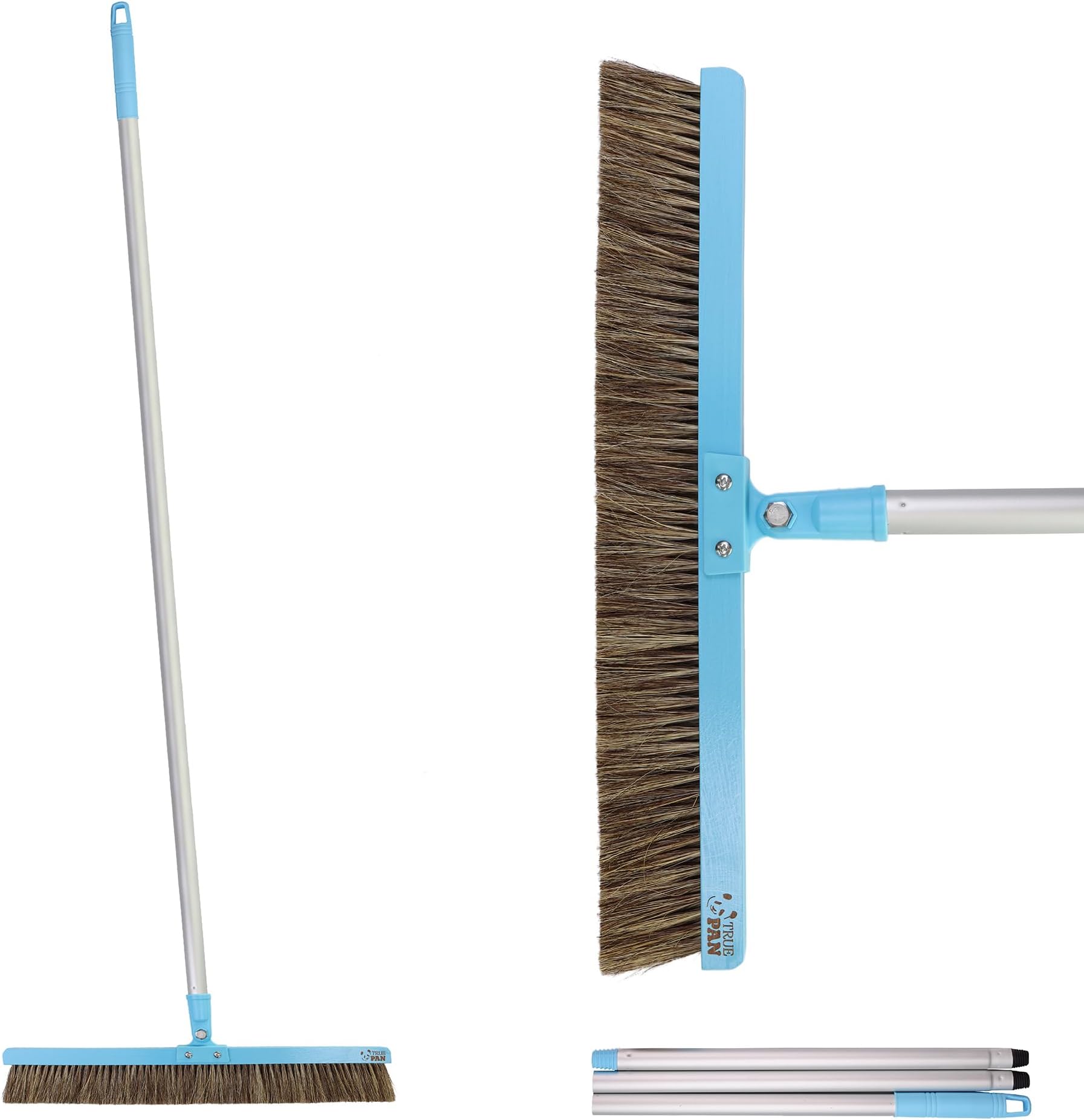 Real Horse Hair Soft Swivel Bristle Broom Lightweight