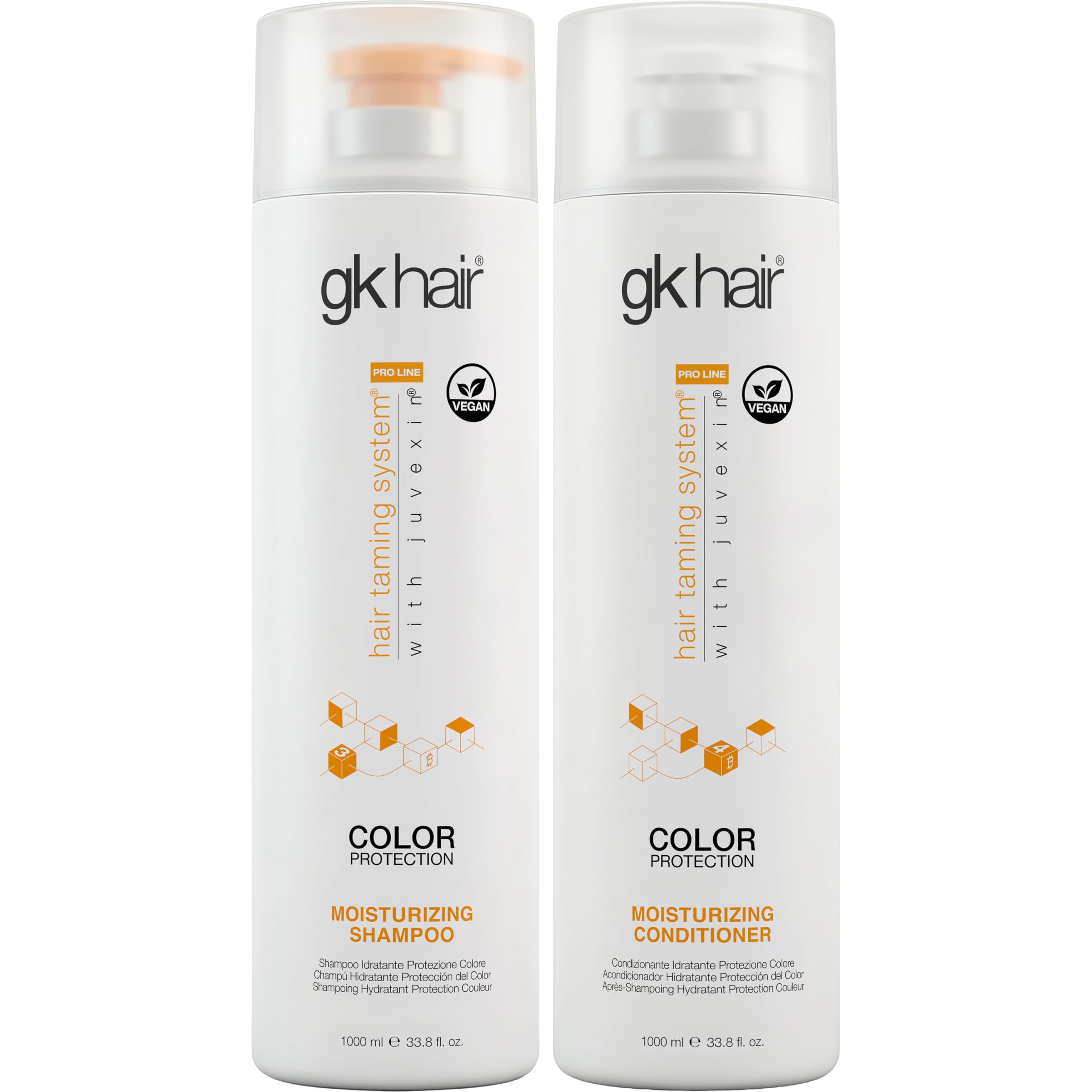 GK HAIR Global Keratin Moisturizing Shampoo & Conditioner Sets 1000ml Para Daños Secos Tratados Con Color Rizado Frizzy Orgánico Sin sulfato de parabenos Uso diario después de una limpieza profunda
