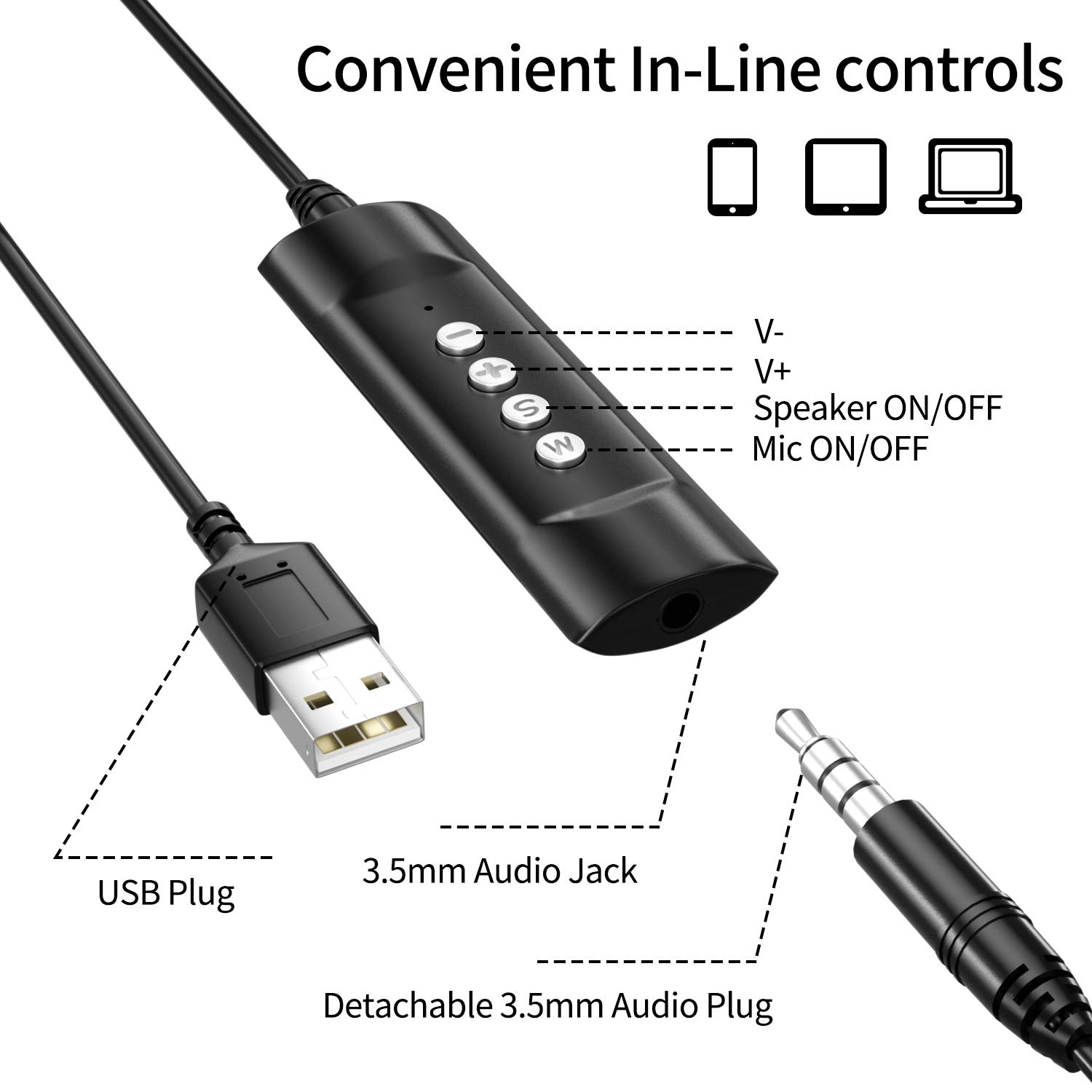 Casque USB Newaner Avec Micro Flexible - Son Stéréo Léger Pour PC, Ordinateur, Skype, Zoom, Teamspeak, Mac Et Smartphone