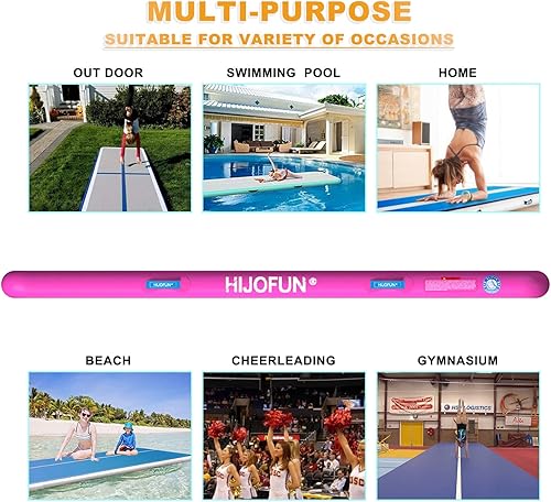 Miniatura 5 de Hijofun - Alfombrilla hinchable de aire para gimnasia de 3, 4, 5 y 6 metros, con grosor de 10 a 20 cm, viene con bomba de aire eléctrica. Ideal para