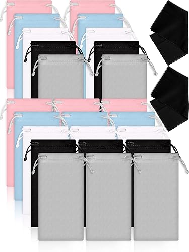 Frienda 25 piezas de microfibra bolsa bolsa gafas gafas gafas bolsa suave bolsa con 2 paños de limpieza de gafas