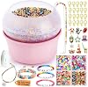 Electric Bead Spinner Kit with 2 Big Eye Beading Needles & Accessories - Clay Bead Spinner for Jewelry Making Necklace Bracelet Maker Machine Waist Beads Friendship Cute Trendy Birthday Gifts - Pink