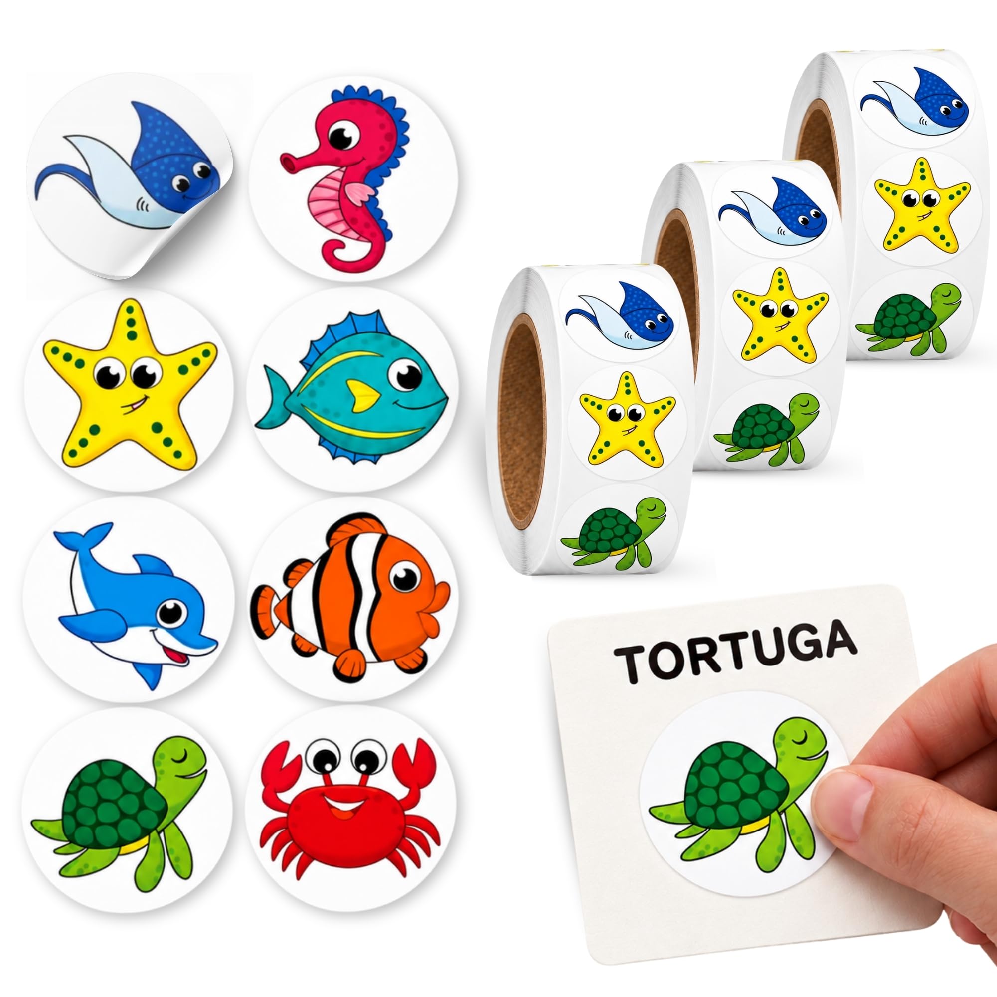 Rollo Pegatinas animales acuáticos Aquarium, aquatic animal stickers, 3 Ud - imagen 1