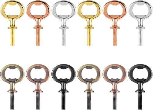 12 Pcs Metal Bottle Opener Blank Stainless Steel Flat Bottle Opener Inserts Kit Threaded Beer Opener Hardware for Wedding Wine Party Wood Turning DIY Handmade Project Craft
