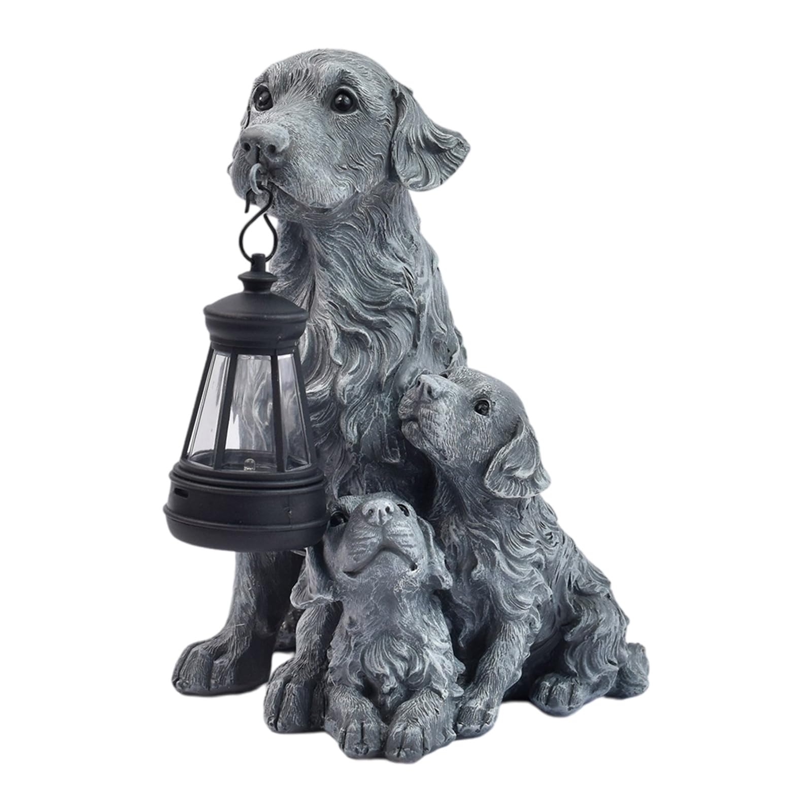 Scultura Animali Cane con LED Integrato, Cement Color Holding
