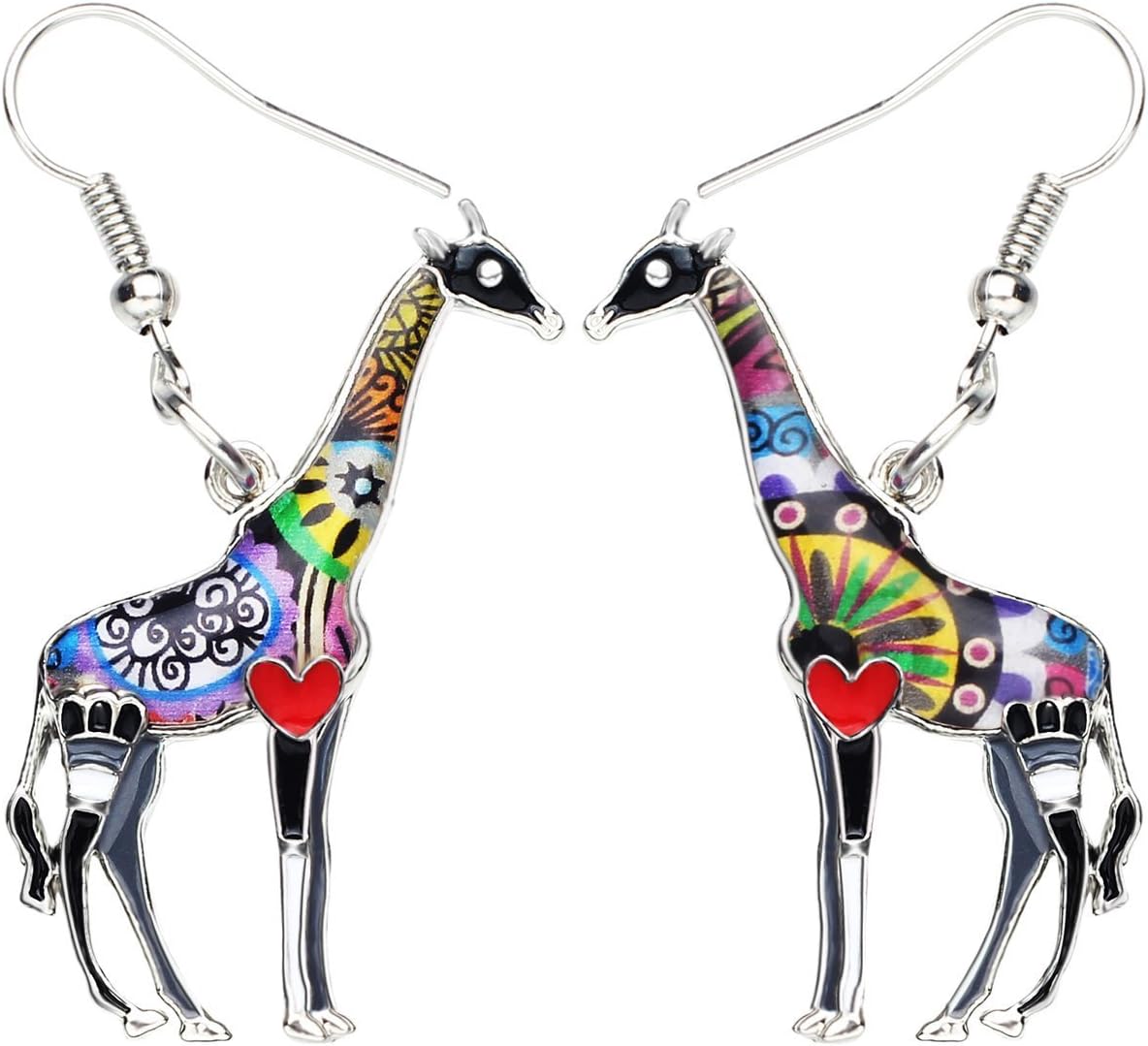 Enamel Cute Giraffe Earrings Giraffe Gifts for Women, Alloy Safari Zoo Animals Deer Dangle Earrings Handmade Jewelry Boho Gifts for Animal Lovers Charms