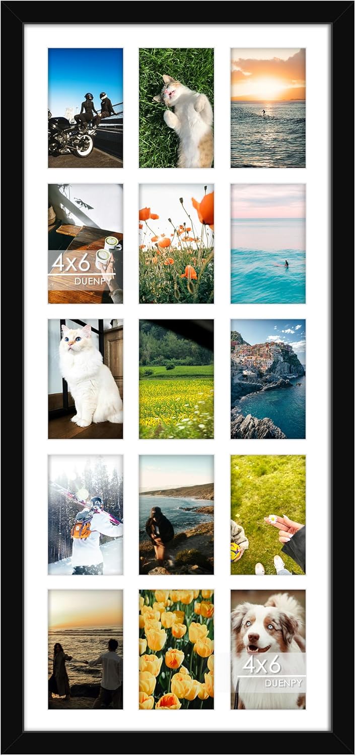 14x32 Picture Frame 4x6 Collage Picture Frame Displays Fifteen 4x6 inch Photos Collage Wall Decor Wall Hanging Black Black 14x32?4x6 opening?