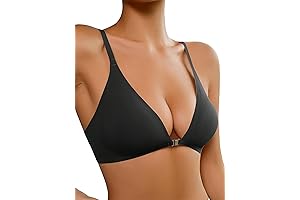 Women's Triangle Bralette Bra Front Close Deep V Seamless Wireless Underwire Adjustable Underarm-Smoothing Comfort Bras