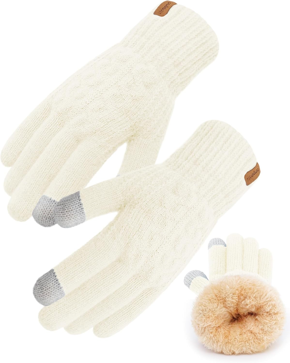 Winter Touch Screen Gloves for Women & Men Warm Thick Fleece Lined Knit Gloves with Elastic Cuff for Cold Weather