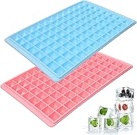 Vista 1 de Hemoton 2 bandejas para cubitos de hielo para congelador, bandeja de plástico para cubitos de hielo de 96 cavidades, bandeja de cubitos de hielo