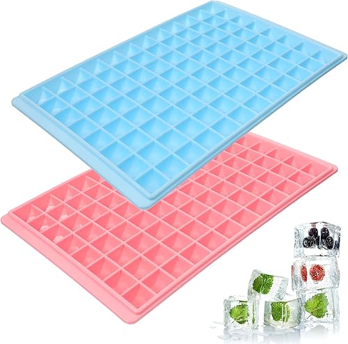 Hemoton 2 bandejas para cubitos de hielo para congelador, bandeja de plástico para cubitos de hielo de 96 cavidades, bandeja de cubitos de hielo en