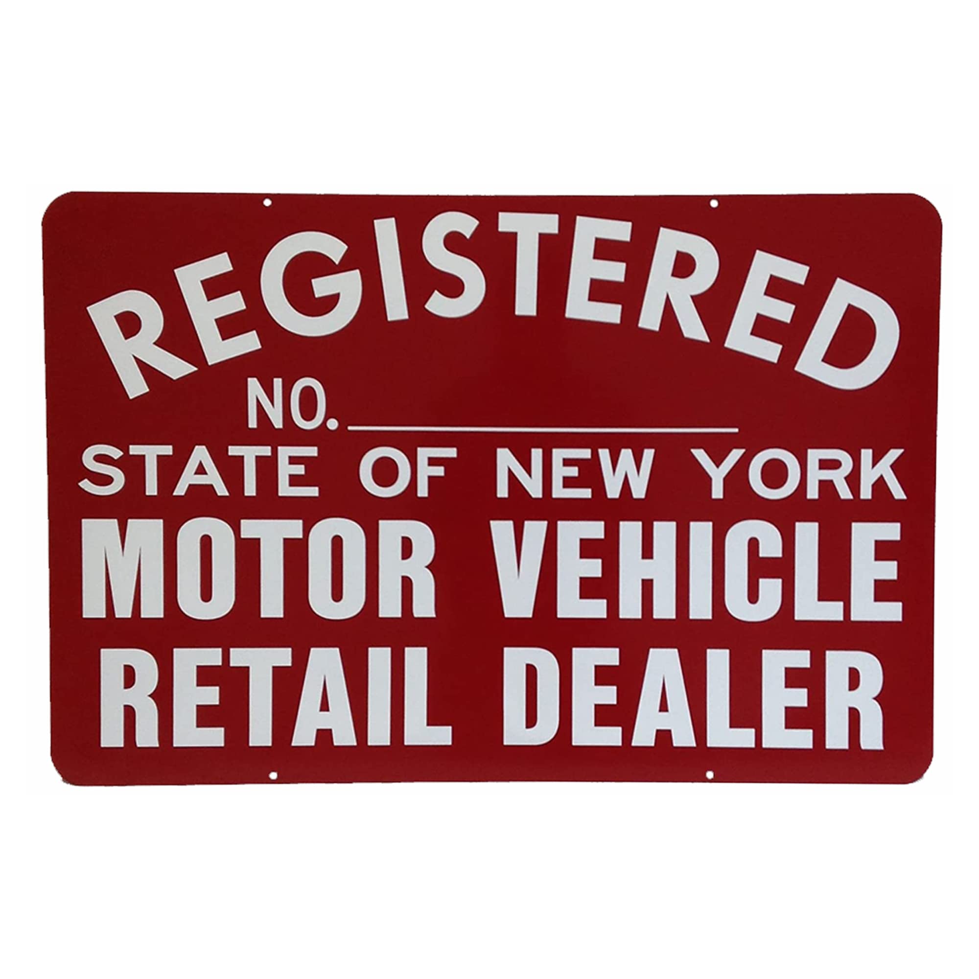 Registered No. State of New York Motor Vehicle Retail Dealer Sign