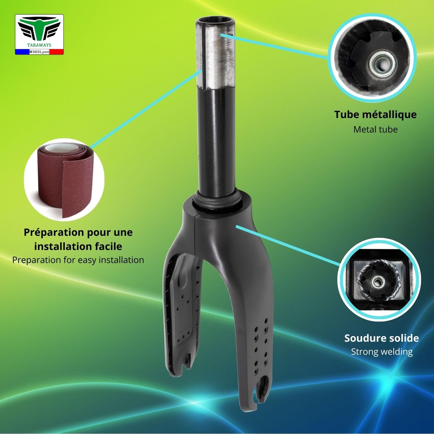Horquilla delantera para patinete Xiaomi M365, M365 Pro, Pro2, Essential y 1S (negro)