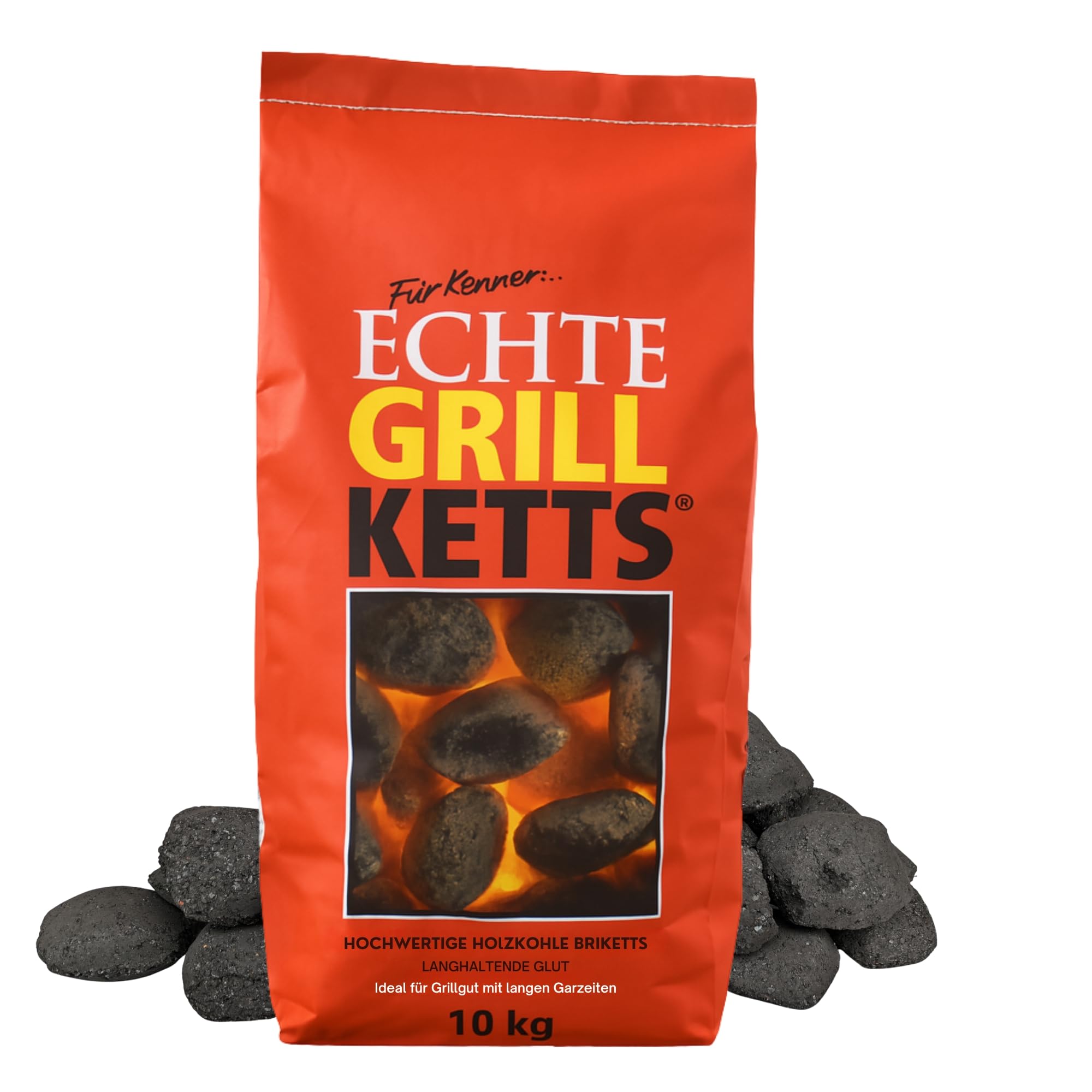 Holzkohle Grillbriketts Feuer&Flamme Premium Qualität | 3kg 10kg Made in Germany für Holzkohlegrill Smoker Briketts Kohle & HLKauf-Block (Briketts 10kg & HLKauf-Block)