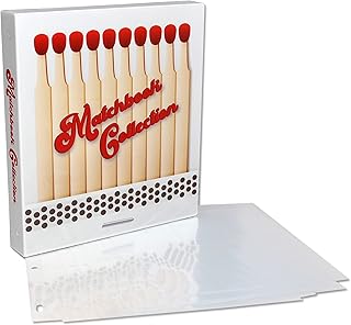 UniKeep Matchbook Cover Collection Storage Album for Display, Protection, and Archival. Includes 15 Pages. Holds 90 Matchbooks