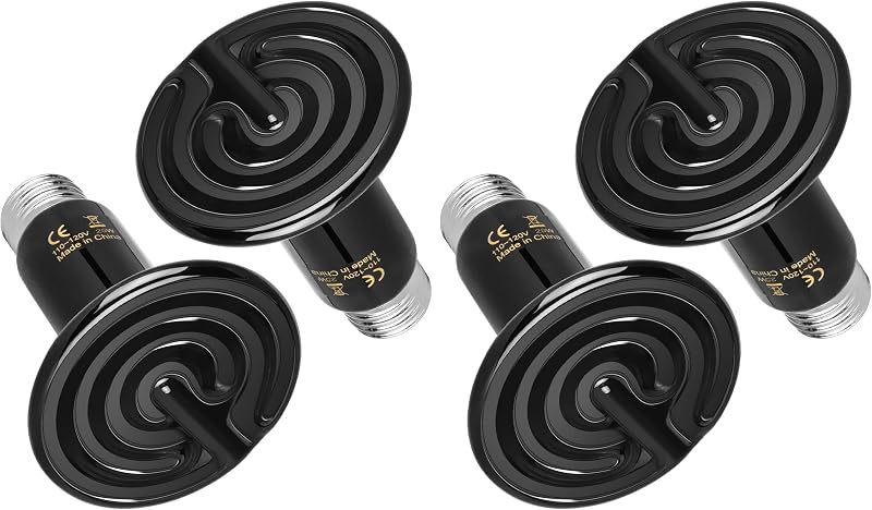 Lâmpada de Aquecimento Cerâmica 25 W para Terrário Simple Deluxe E26 Sem Emissão de Luz, Pacote com 4