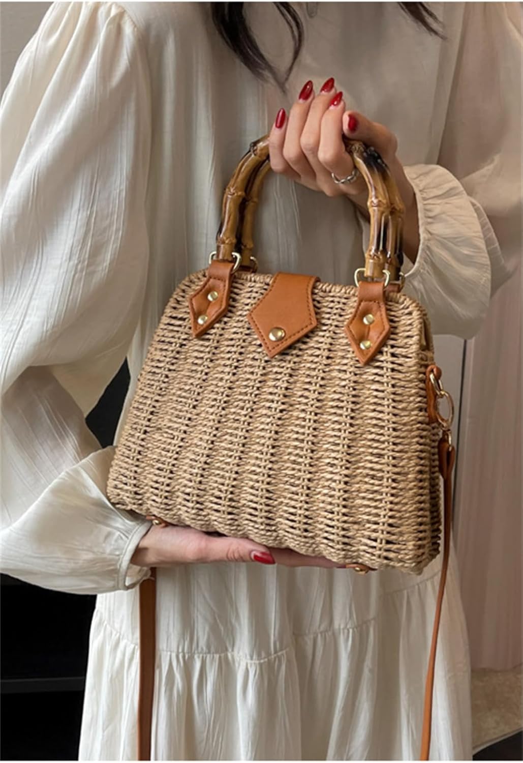 Cross Body Handbags for Women Straw Woven Beach Bag 2026 Summer Handmade Purses Wicker Rattan Bag Holiday - Image 6
