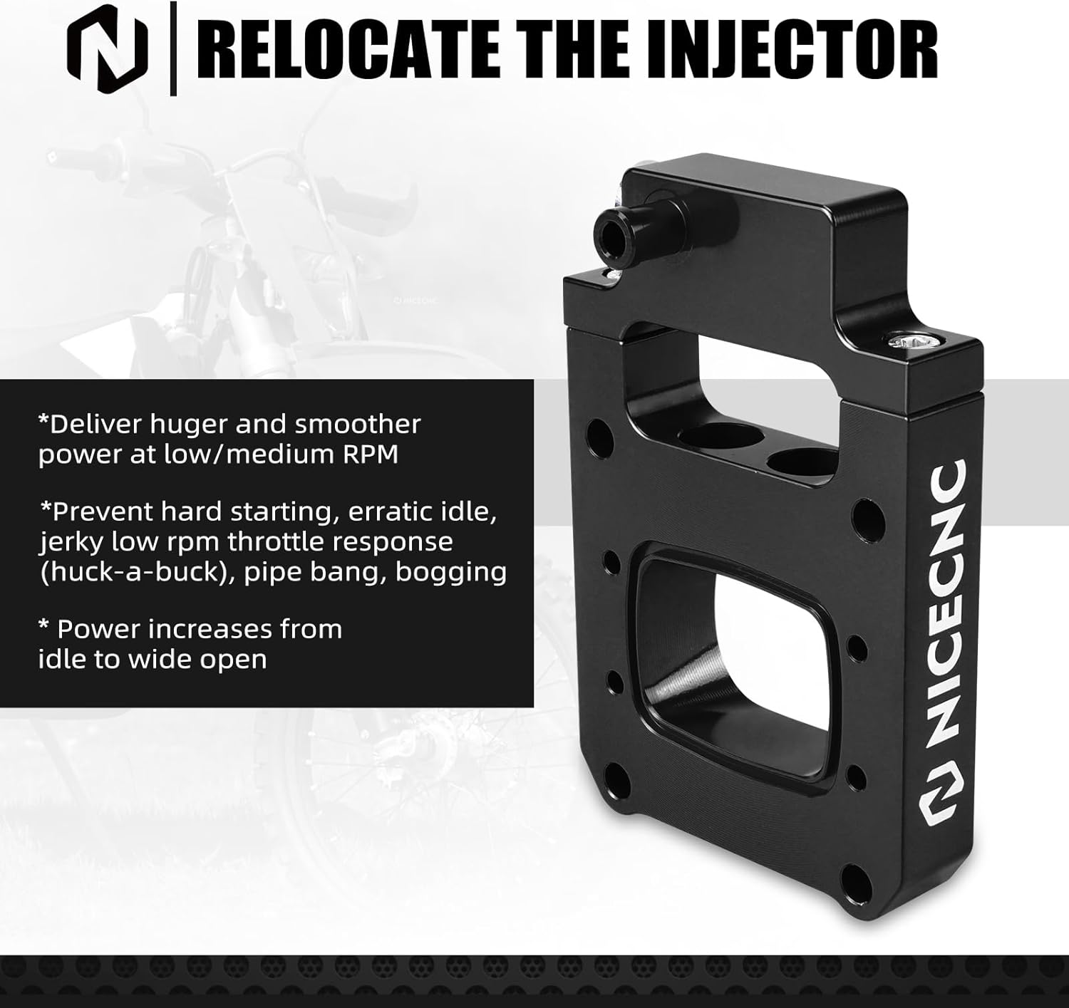 NICECNC Aluminum Motorcycles Fuel Injectors Relocation Block Compatible with KTM XCW 150 TPi 2020-23 250 XC-W TPi 2018-23 300 XC-W TPi 2019-23,Compatible with Husqvarna TE250i TE300i 18-23,See fitment