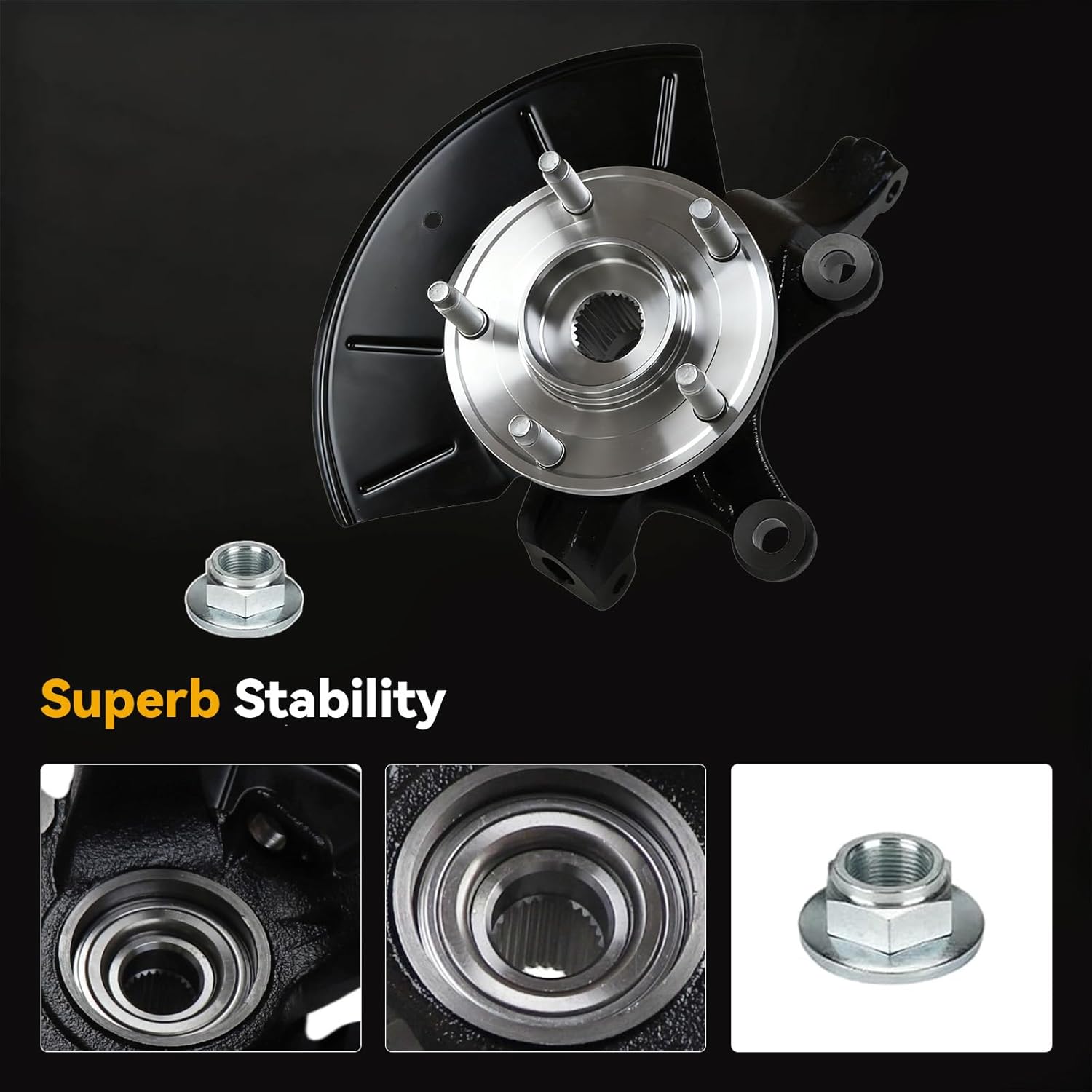 698-404 Front Steering Knuckle & Wheel Bearing Hub Assembly for Ford Escape 2005-2012, for Mazda Tribute 2005-2011, for Mercury Mariner 2005-2011, Right Passenger Side, LK016 698404