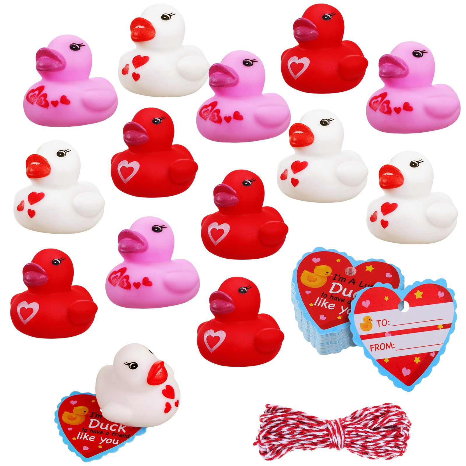 Amazon.co.jp: 60個セット バレンタインゴムアヒル ミニハートアヒル