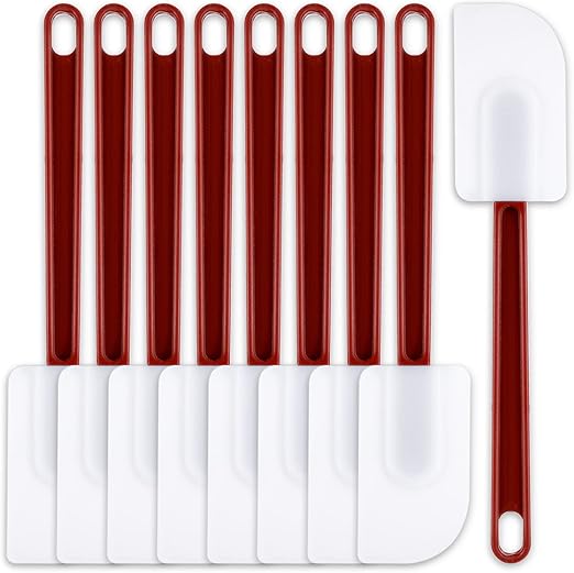 Dandat 9 Pcs Silicone Rubber Spatula, 10'' Commercial Spatula 500℉ Heat Resistant