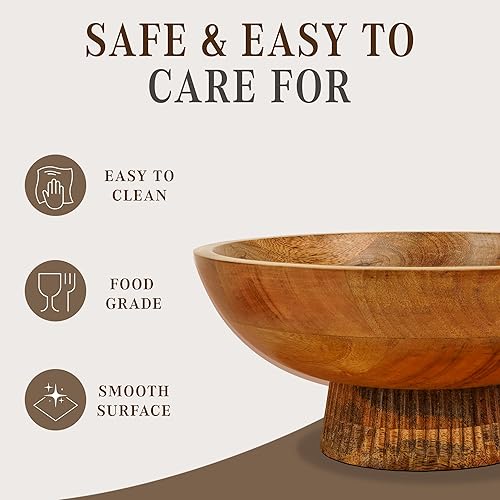 Miniatura 4 de UrbanHut Frutero de madera, cuencos decorativos de pedestal para cenas finas, decoración de mesa, mesa de comedor y centro de mesa de cocina para