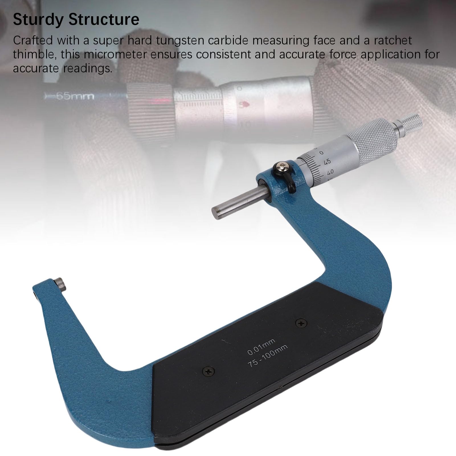Außenmikrometer-Set, 0,01 mm Genauigkeit, 75 bis 100 mm Messbereich, Maschinisten-Mikrometer für Länge, Durchmesser, Dicke, Messung für technische Bearbeitungsaufgaben,
